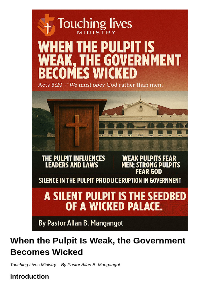 Strength of Pulpit, Strength of Nation | PDF | Christian Belief And ...