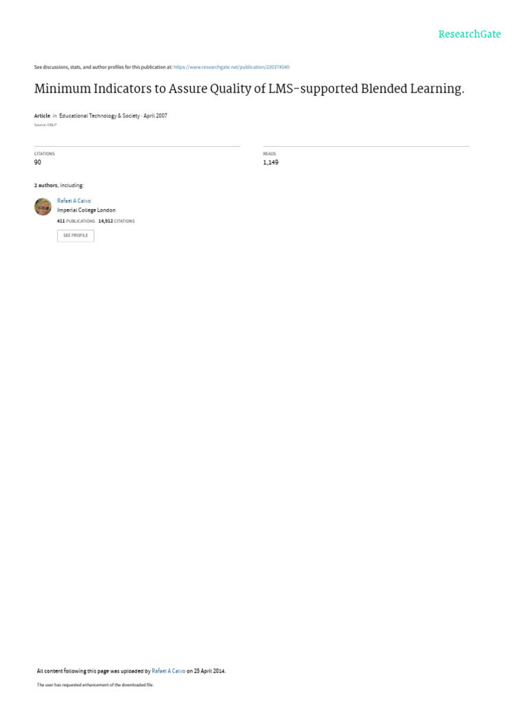 Quality Indicators for LMS Blended Learning | PDF | Educational ...