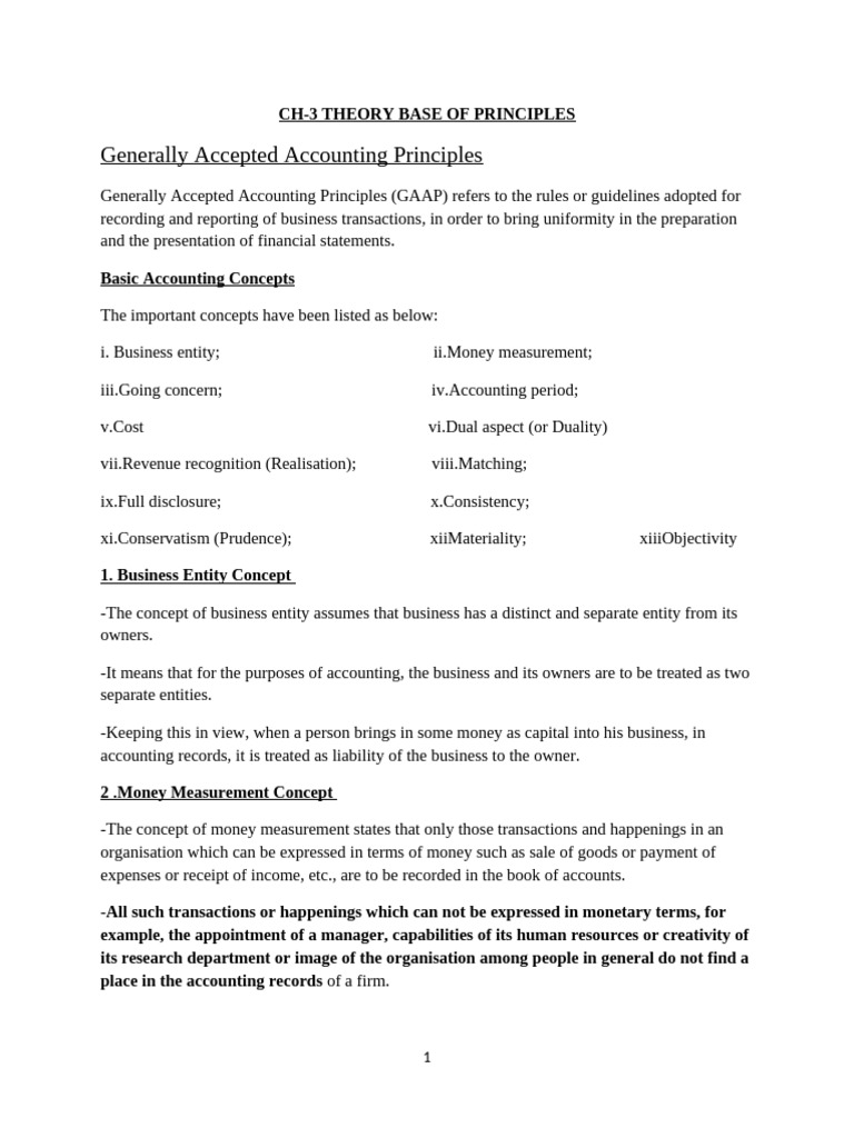 GAAP Principles and Accounting Concepts | PDF | Revenue | Going Concern
