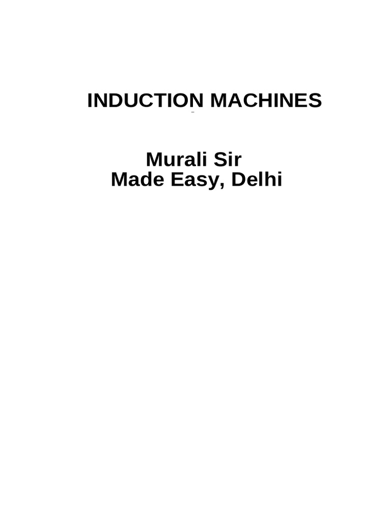 Induction Machines Notes Murali Sir | PDF