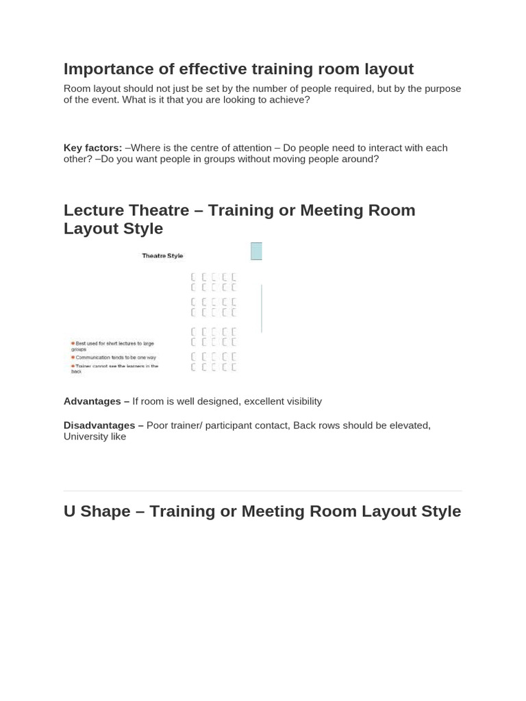 Effective Training Room Layouts | PDF