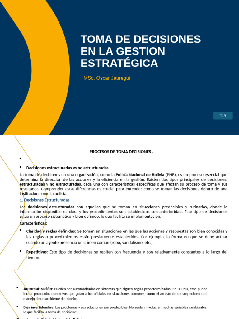 T-5 Toma de Decisiones en La Gestion Estrategica | PDF | Policía | Toma ...