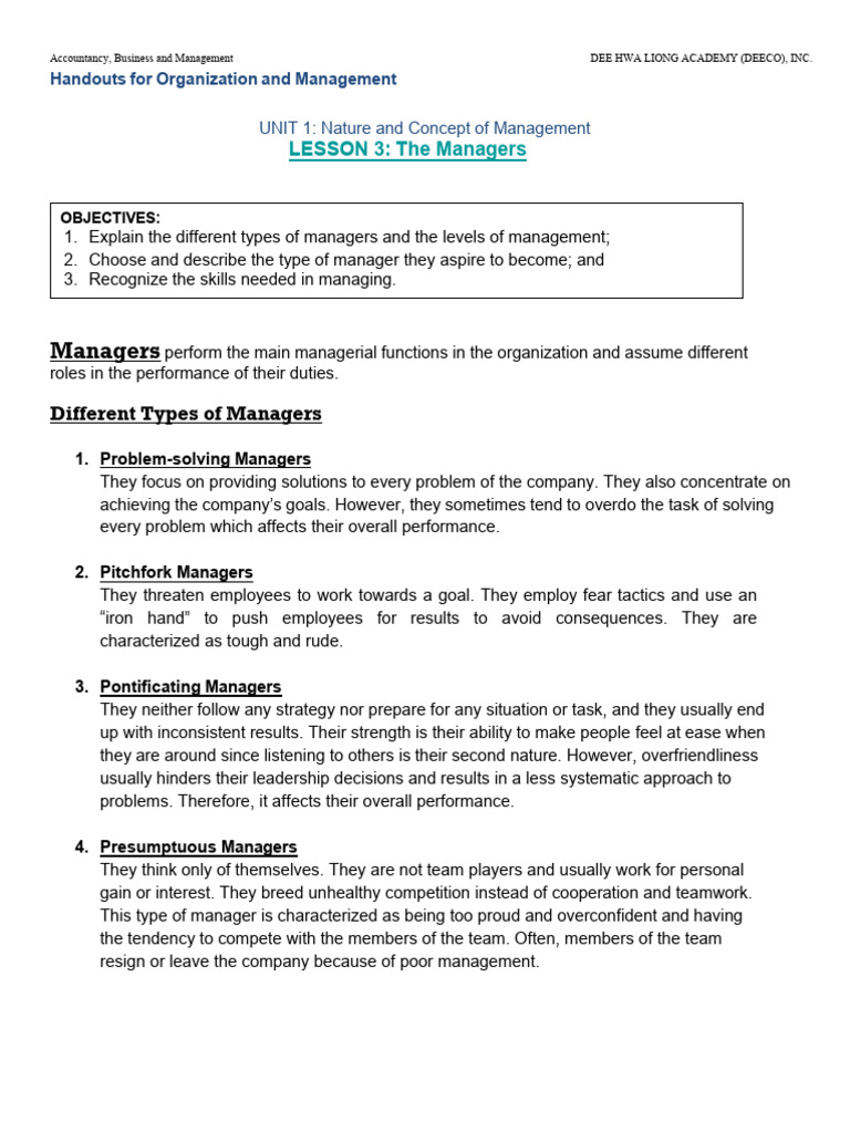 LESSON-3_HANDOUTS_OrgMgt (1) | PDF | Skill | Business