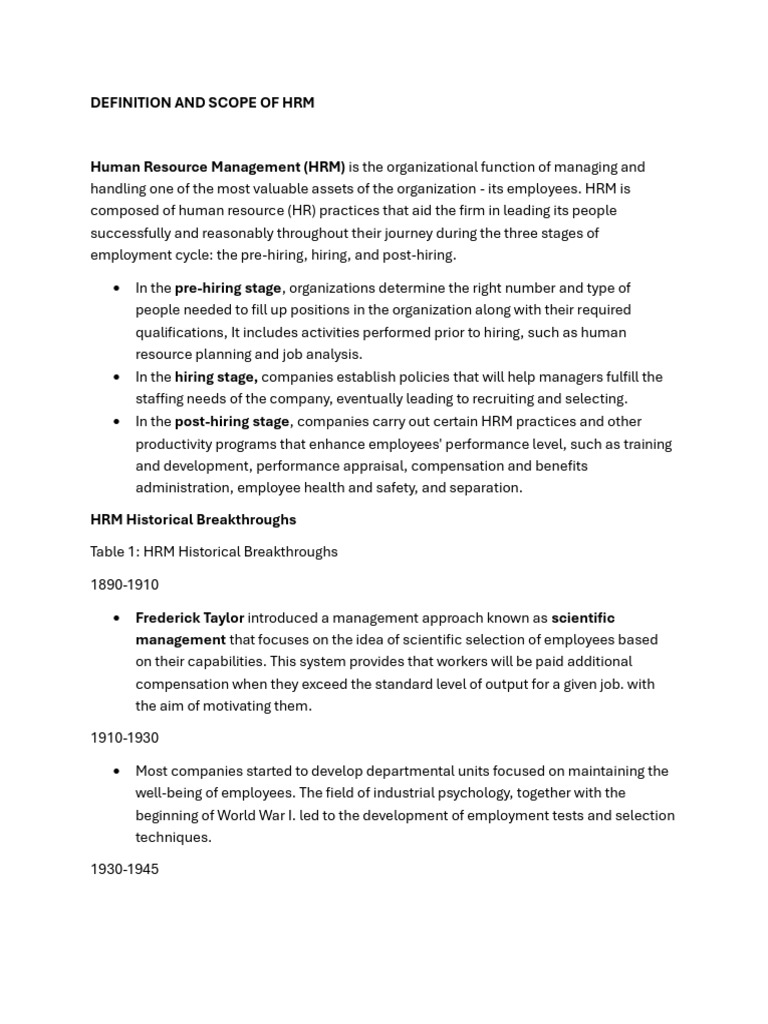 HRM Chapt 1 | PDF | Human Resource Management | Employment