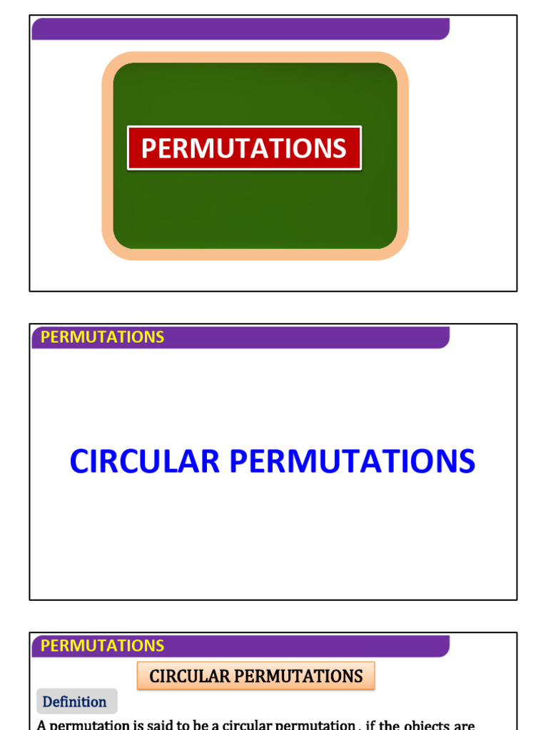 Circular Permutations Explained | PDF | Permutation | Mathematics