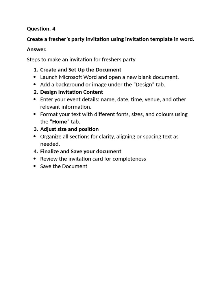 Freshers Party Invitation Template Guide | PDF