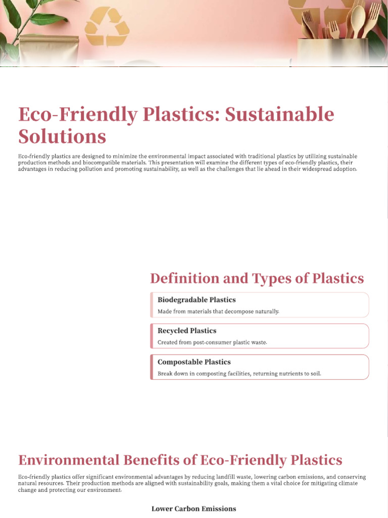 Eco-Friendly Plastics: Sustainable Solutions | PDF | Plastic | Recycling