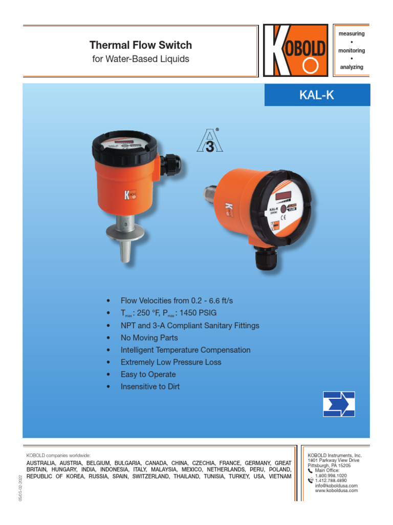 KAL-K Thermal Flow Switch Overview | PDF | Flow Measurement | Temperature