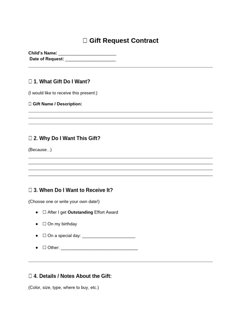 Gift Request Contract Template | PDF