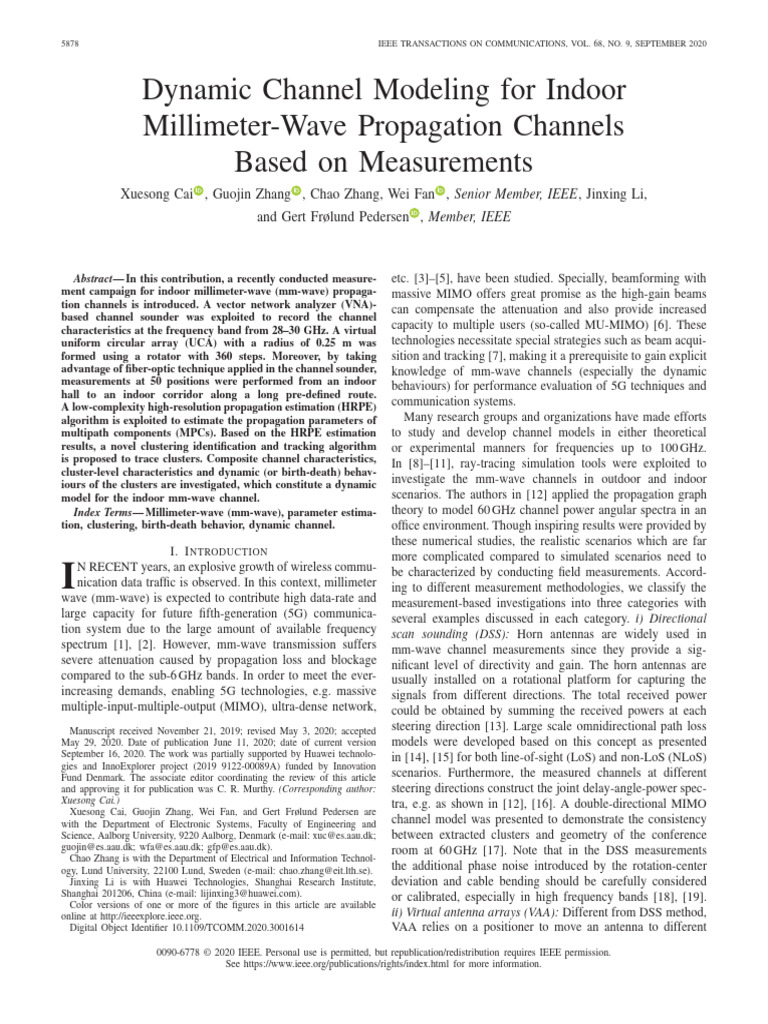 Indoor mm-Wave Channel Modeling Study | PDF | Extremely High Frequency ...
