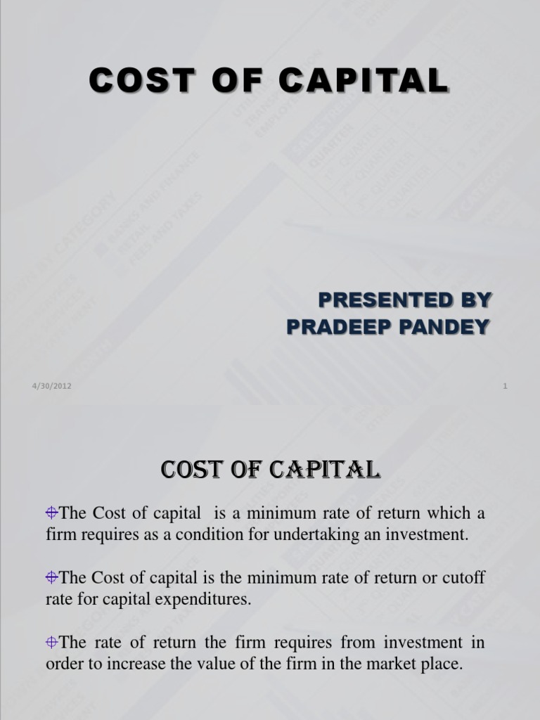Cost of Capital PDF Cost Of Capital Financial Capital