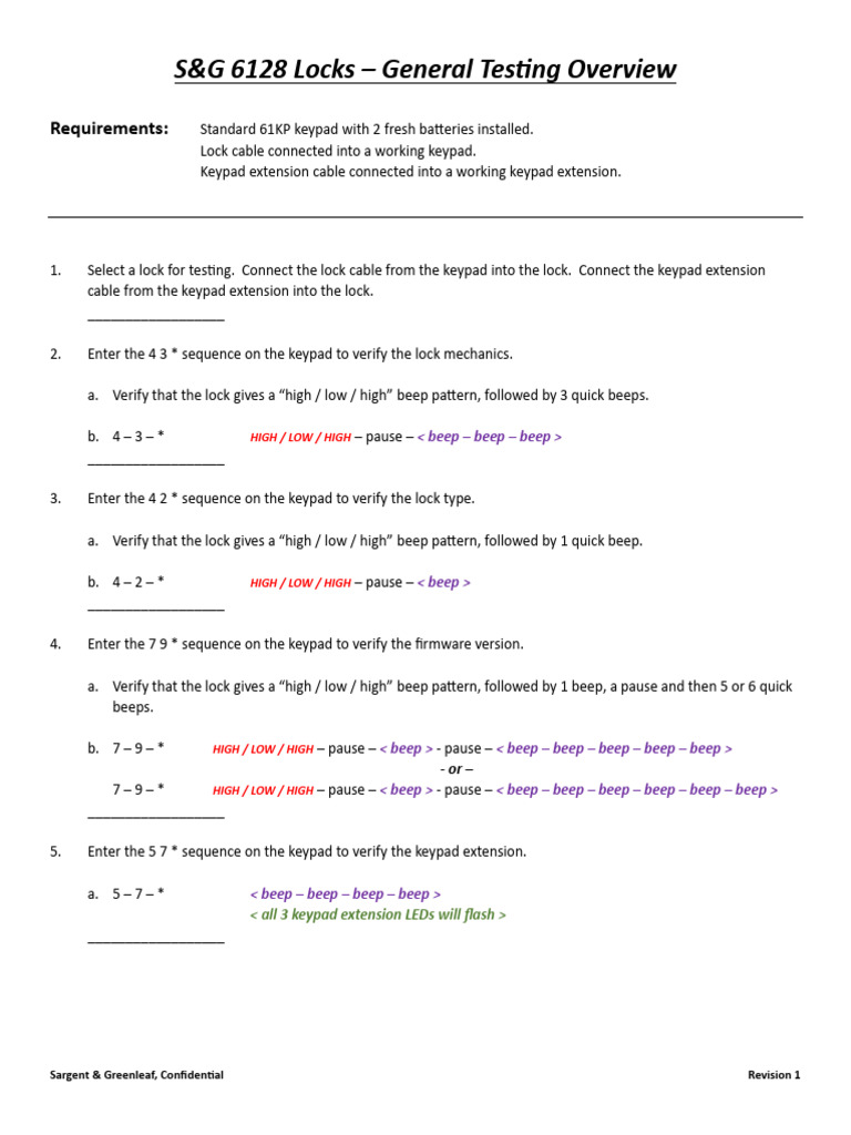S&G 6128 Lock Testing Procedures | PDF | Chess Theory | Chess