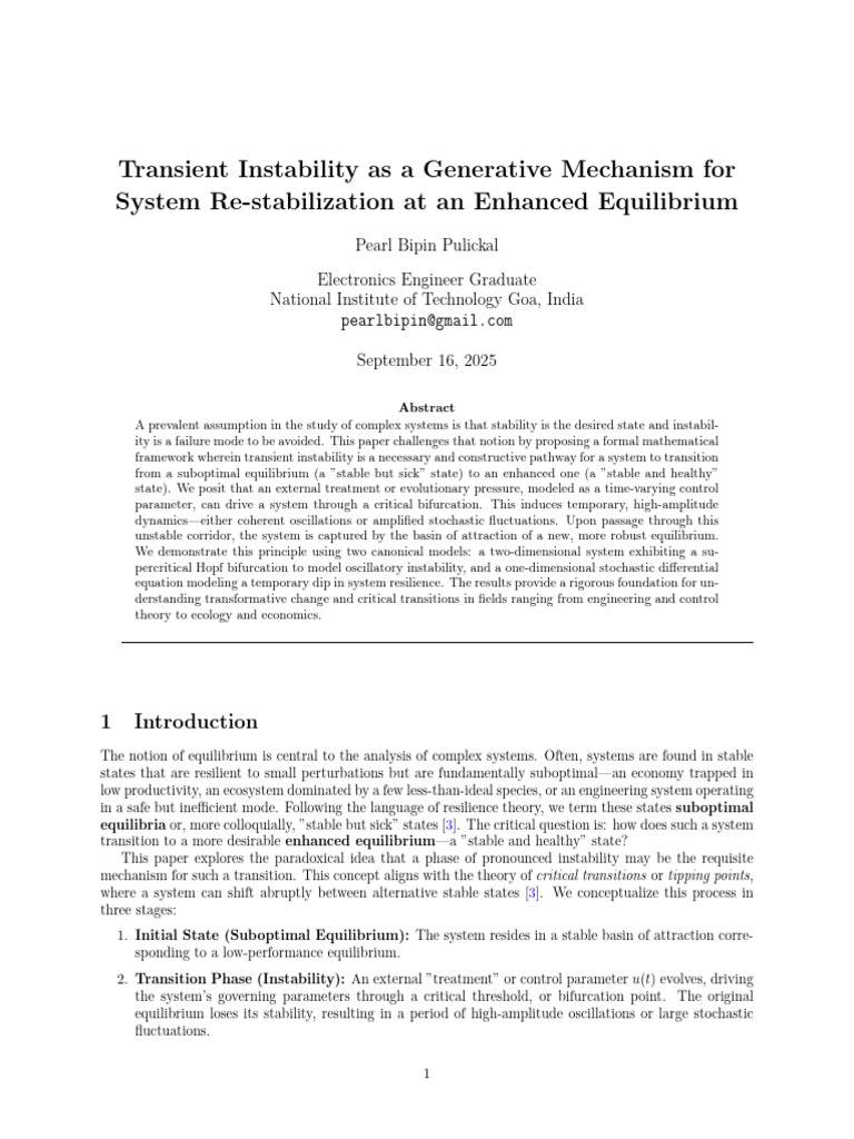 Transient Instability As A Generative Mechanism For System Re ...