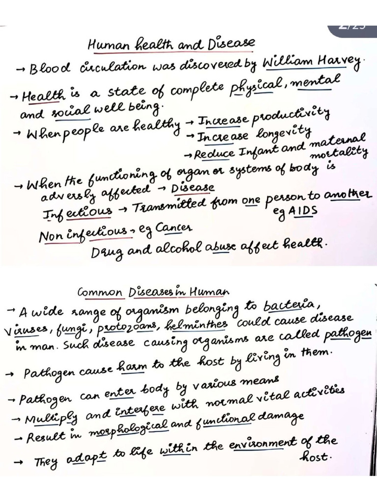 Notes Human Health and Disease | PDF
