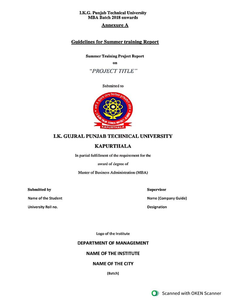 Guidelines For Summer Training Report | PDF
