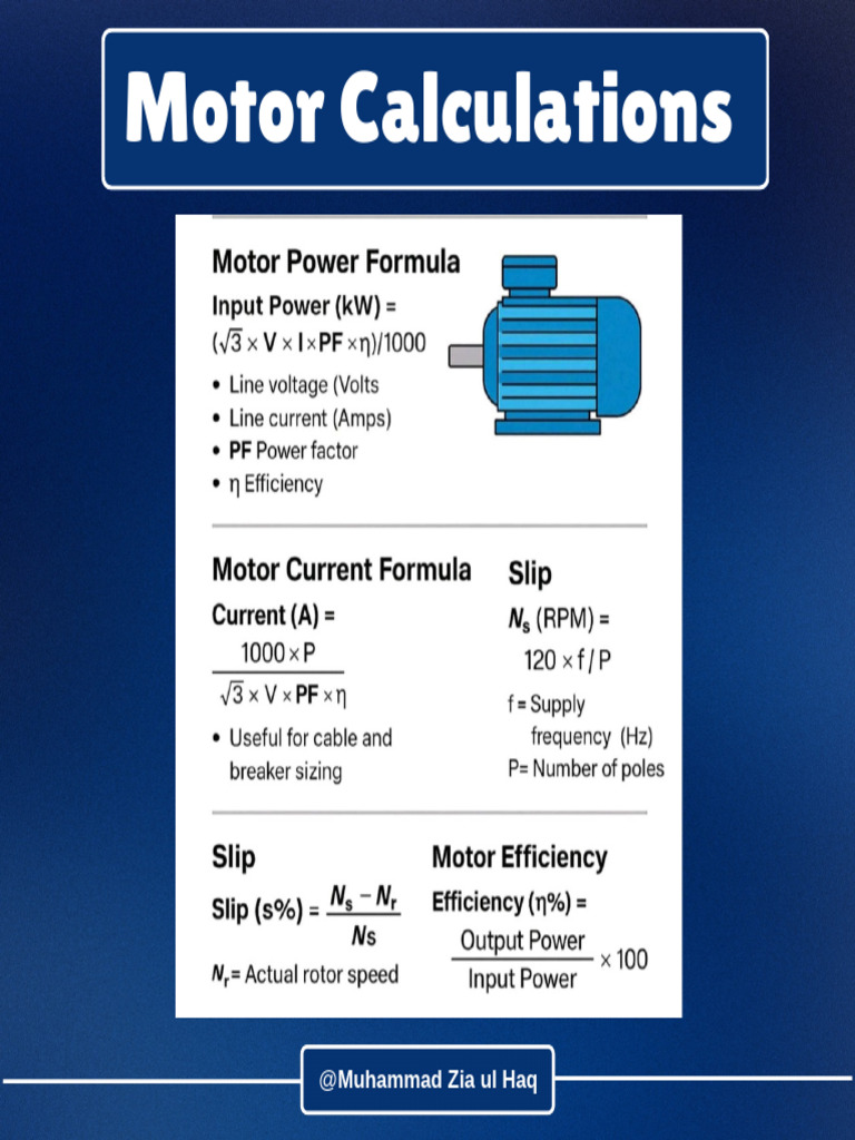 Motor Calculations and Formulas Guide | PDF