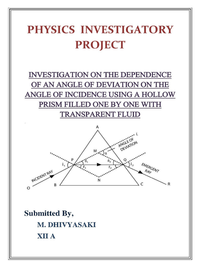 INVESTIGATORY PROJECT (Physics) | PDF