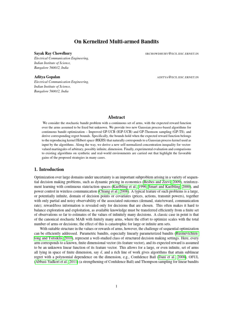 Gaussian Process Bandit Optimization | PDF | Hilbert Space ...