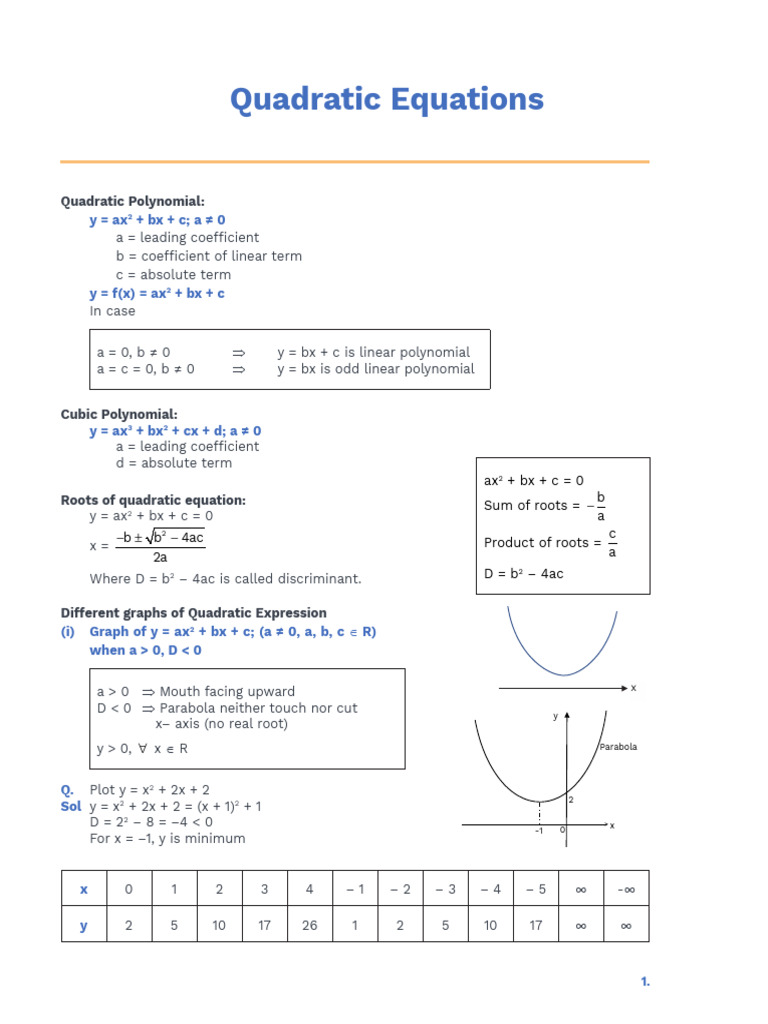 Understanding Quadratic Equations and Graphs | PDF | Quadratic Equation ...