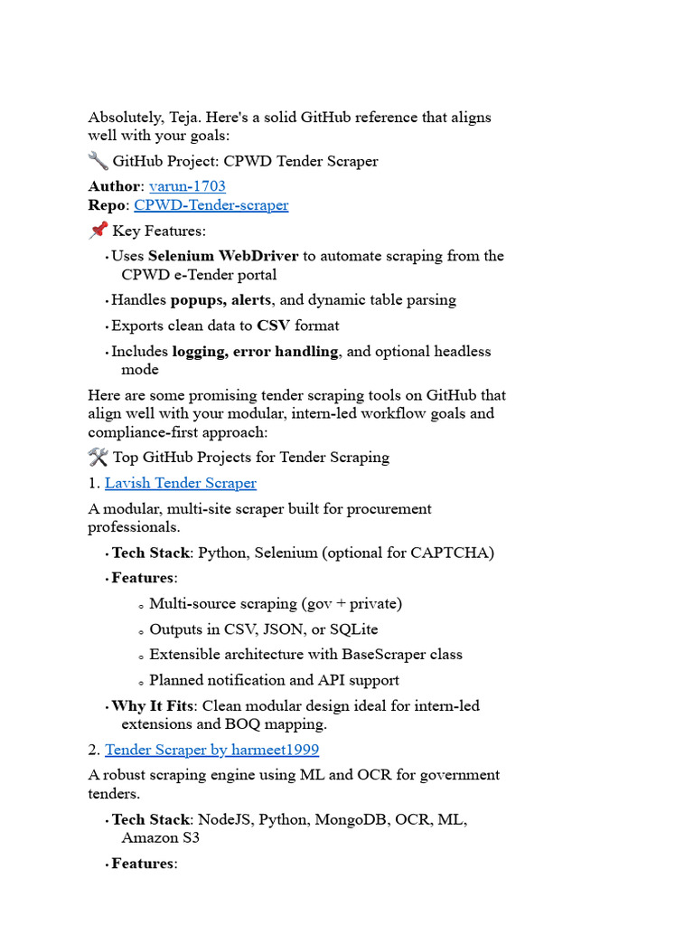 Top GitHub Tools for Tender Scraping | PDF