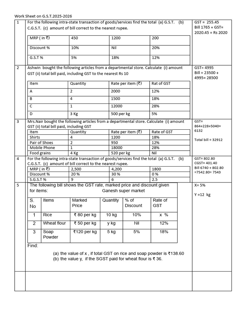 GST Worksheet (MWL) 2025-26 (New) | PDF | Value Added Tax | Prices