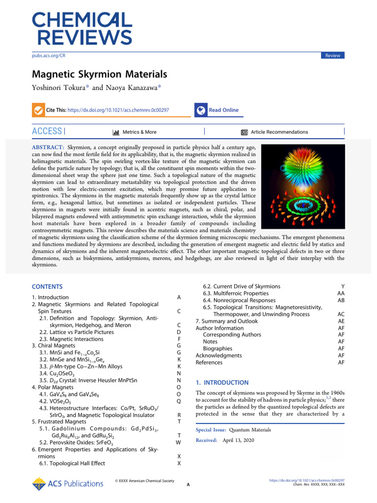 Magnetic Skyrmions: Properties and Applications | PDF | Spin (Physics ...