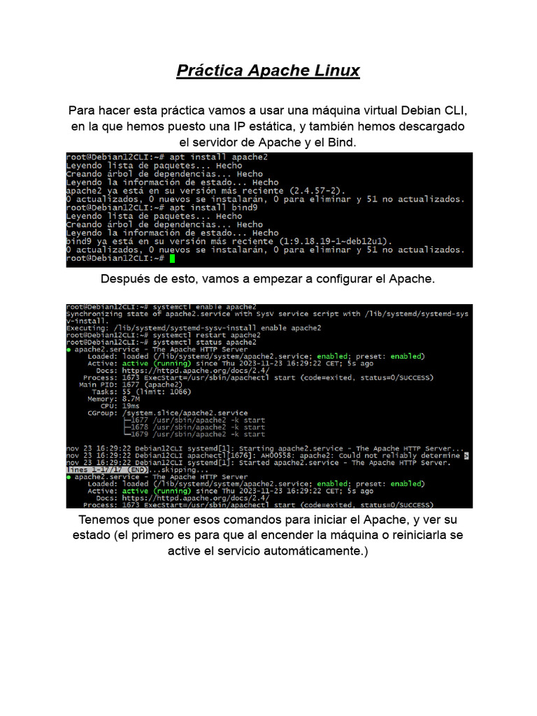 Configuración de Apache y DNS en Debian | PDF | Servidor HTTP Apache ...