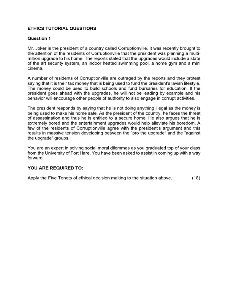 Unit 1 - Ethics - Tutorial Hand in - Week 2 | PDF | Economies