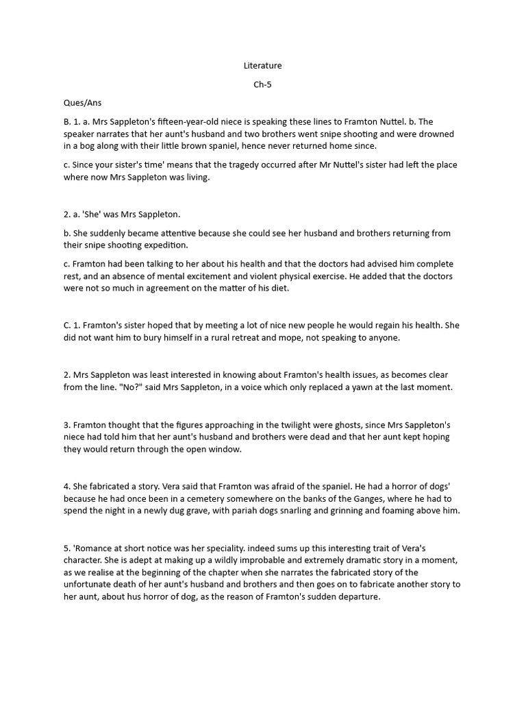 Understanding Mrs. Sappleton's Story | PDF