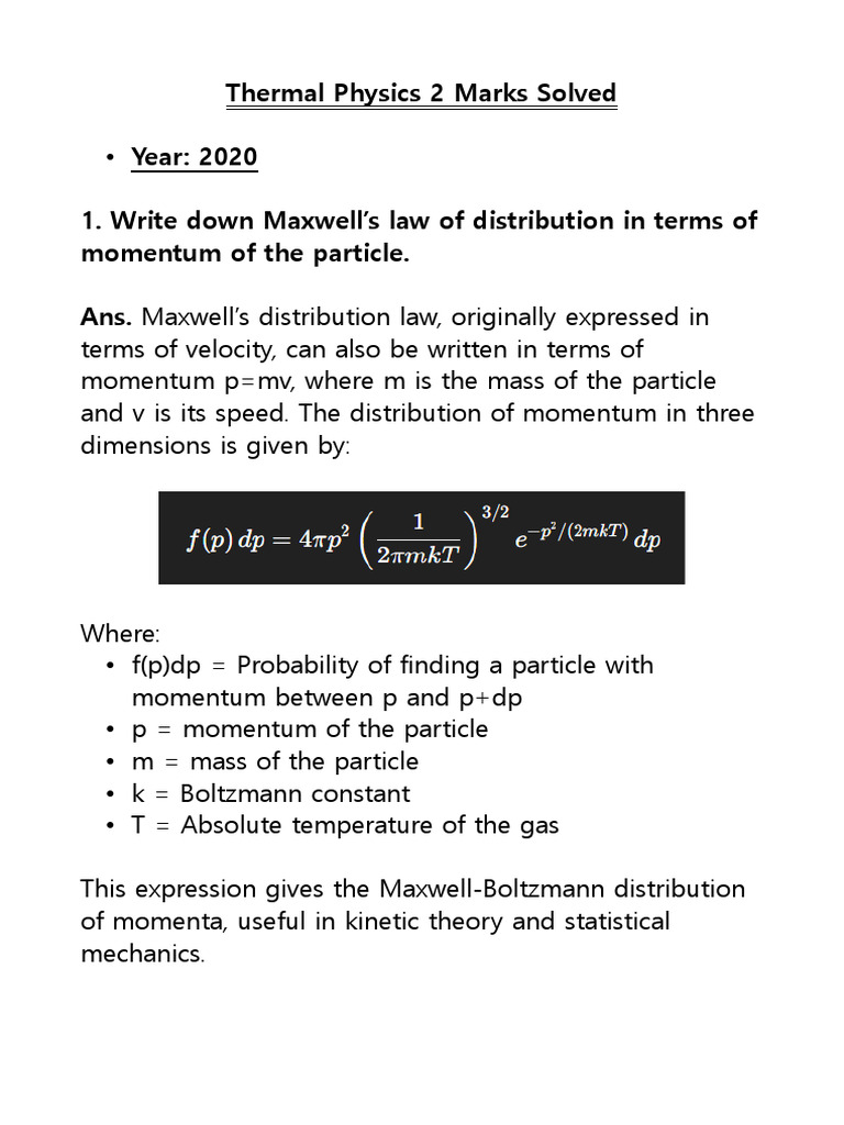 Key Concepts in Thermal Physics | PDF | Entropy | Temperature