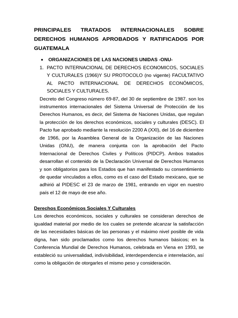 Tratados Internacionales de Derechos Humanos en Guatemala | PDF ...