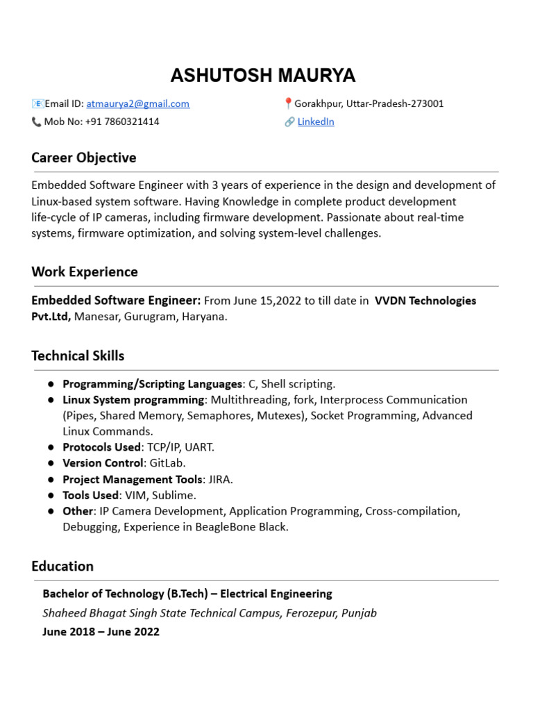 Embedded Software Engineer Resume | PDF | Embedded System | Booting