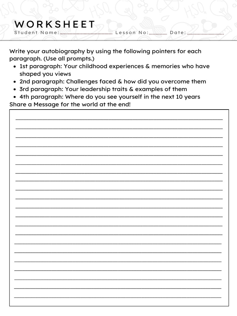 Autobiography Writing Worksheet | PDF | Military Operations Of World ...