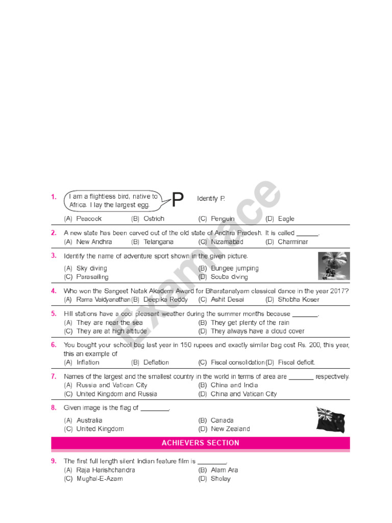 SOF IGKO Class 5 Model Paper | PDF