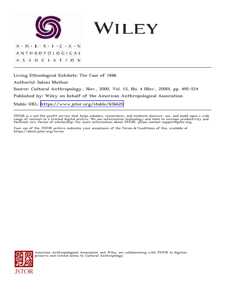 Saloni Mathur Living Ethnological Exhibits | PDF | Anthropology