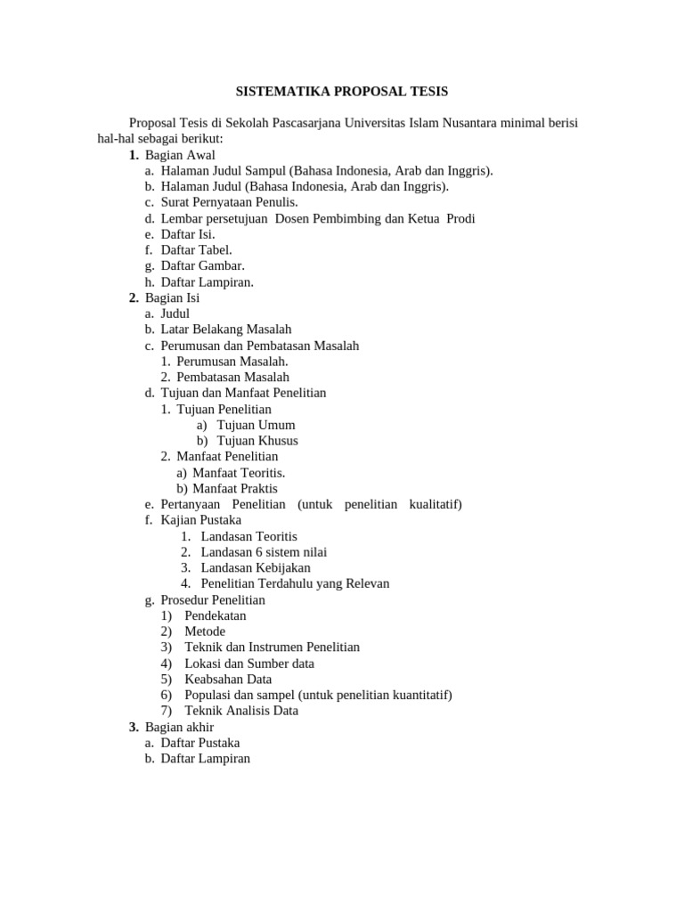 Panduan Sistematika Proposal Tesis | PDF