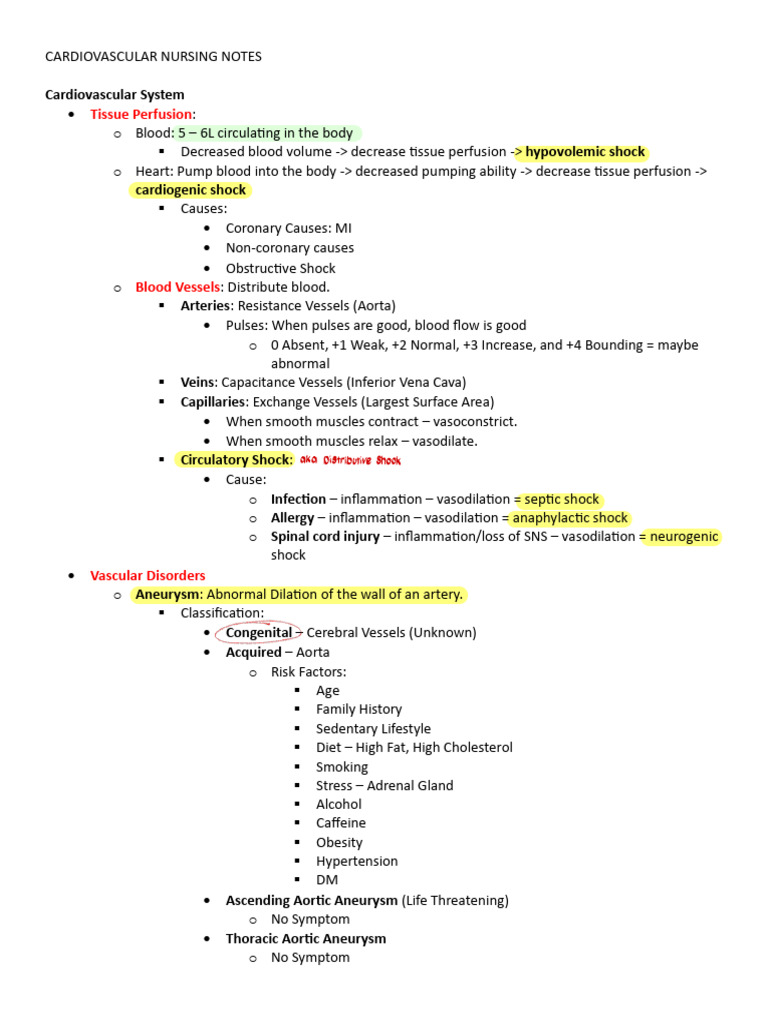 Comprehensive Cardiovascular Nursing Guide | PDF | Heart Valve | Heart