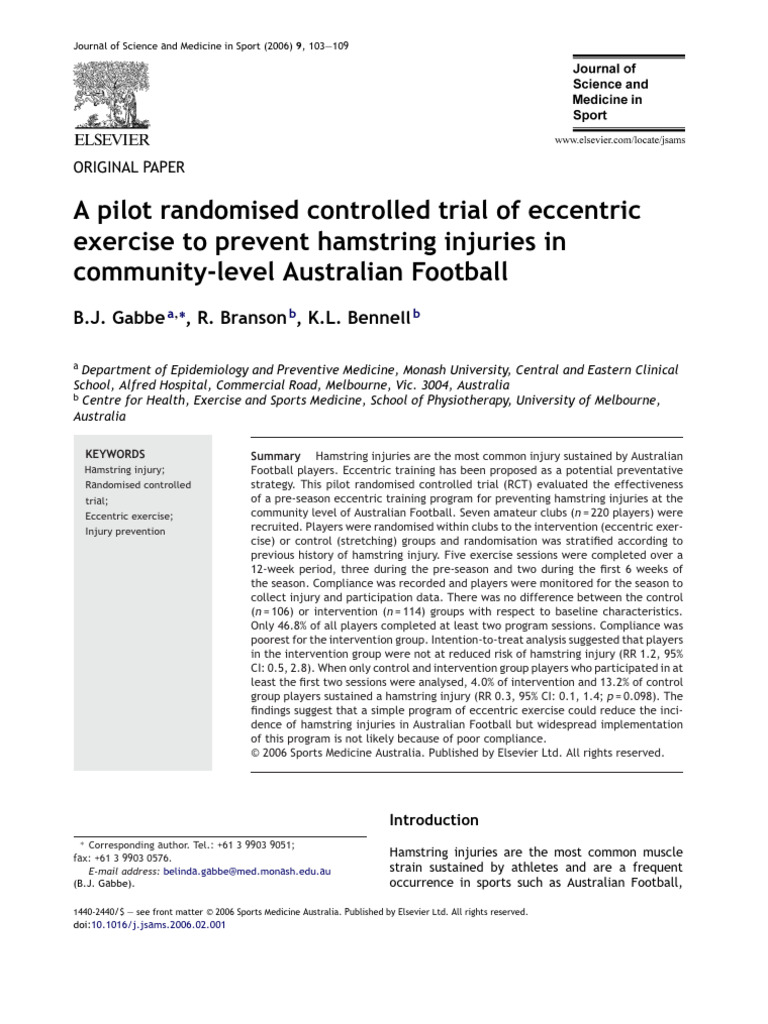 Eccentric Exercise for Hamstring Injury Prevention | PDF | Randomized ...