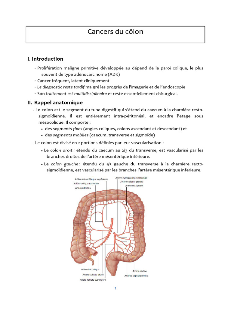 Cancers du côlon : Épidémiologie et traitement | PDF | Cancer du côlon ...