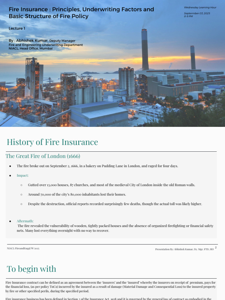 Fire Insurance Principles and Underwriting | PDF | Insurance | Underwriting