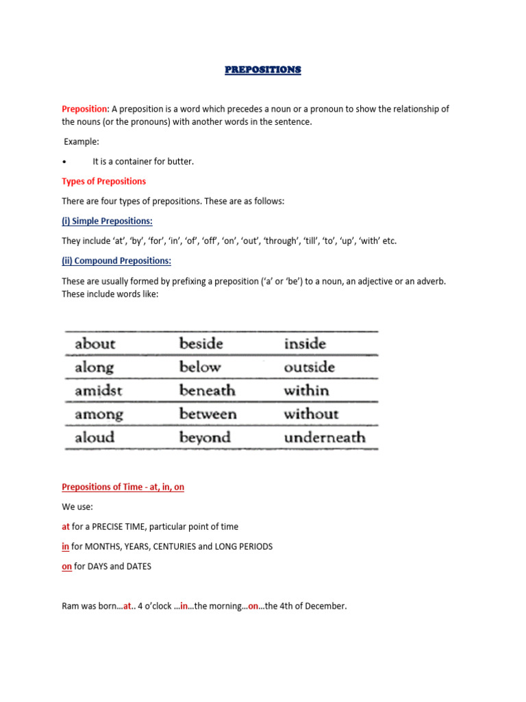 Understanding Prepositions: 'Before' Usage | PDF | Noun | Adverb