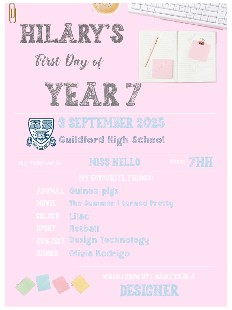 Y7 First Day of School | PDF