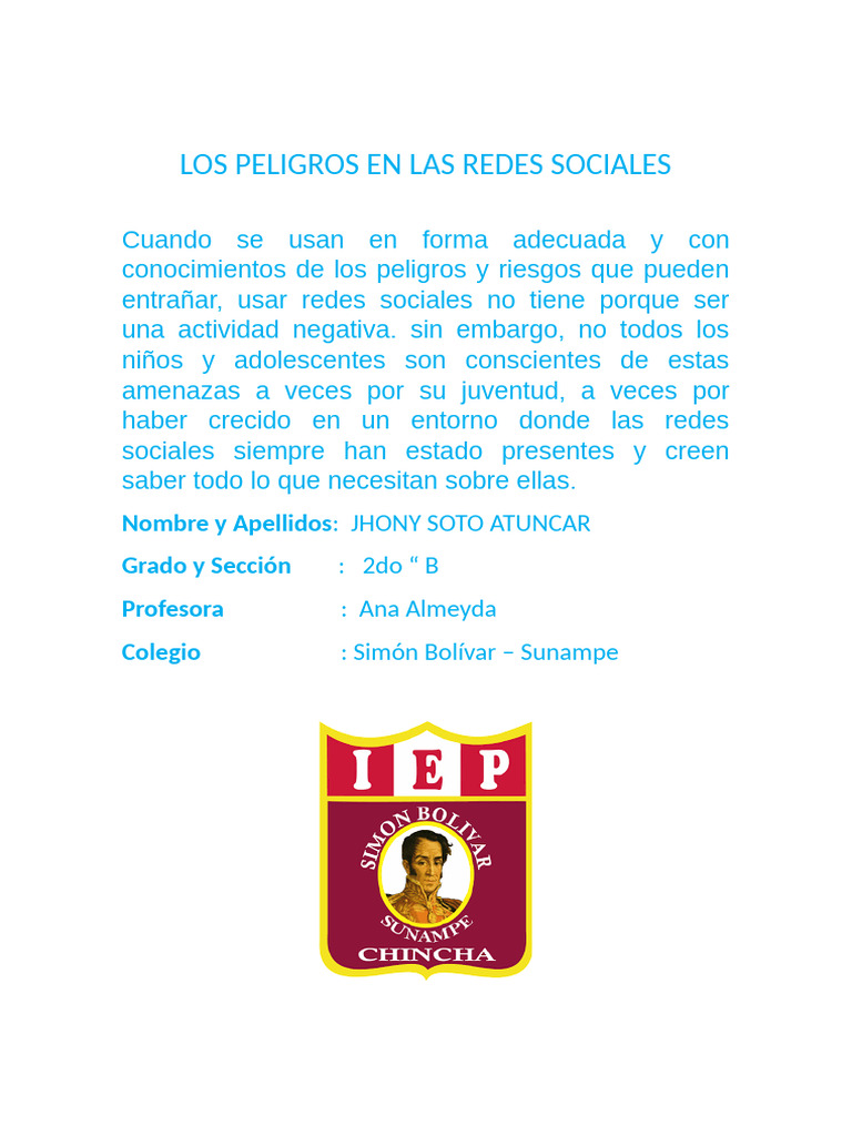 Los Peligros en Las Redes Sociales | PDF