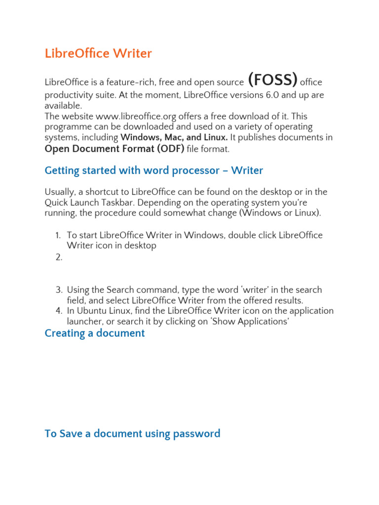 LibreOffice Writer Overview and Features | PDF | Software | System Software