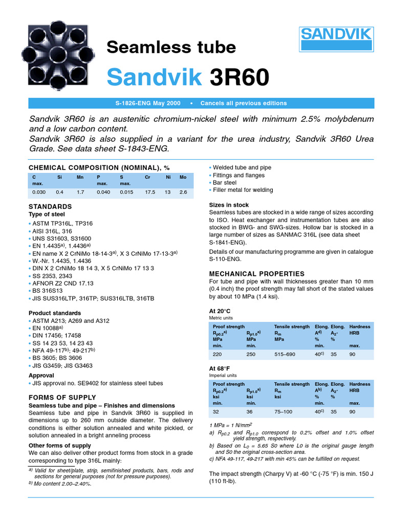 Sandvik: Seamless Tube | PDF | Stainless Steel | Welding