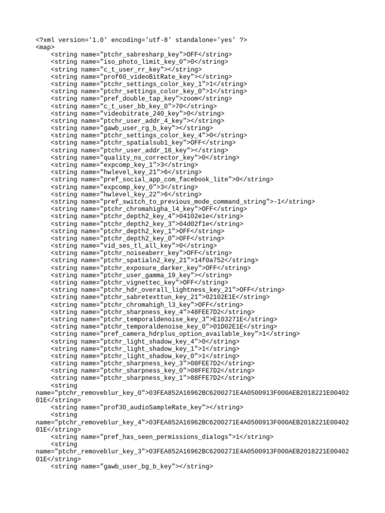 Camera Settings Configuration XML | PDF