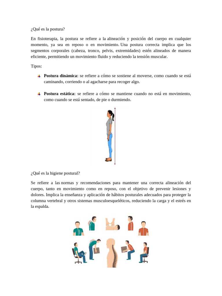 Importancia de la Postura y Higiene Postural | PDF | Dolor lumbar ...