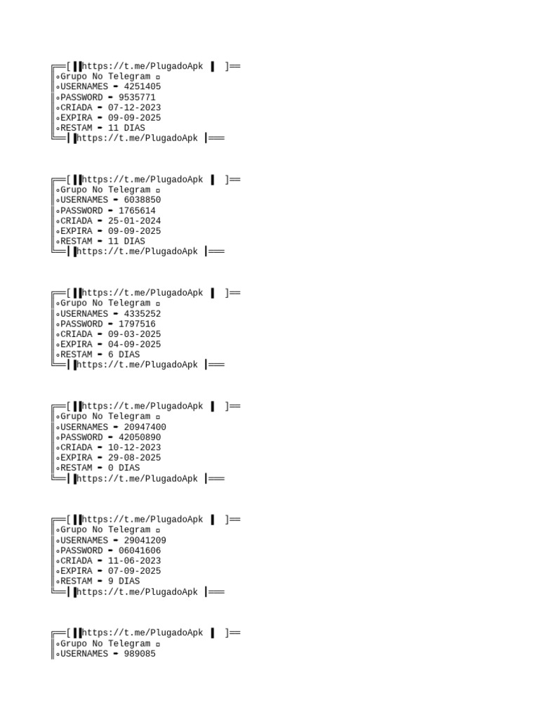 Telegram Group User Credentials List | PDF