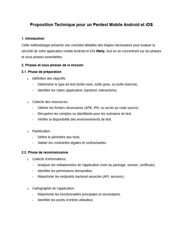 Proposition de Pentest Mobile Welly | PDF | Sécurité de la couche de ...