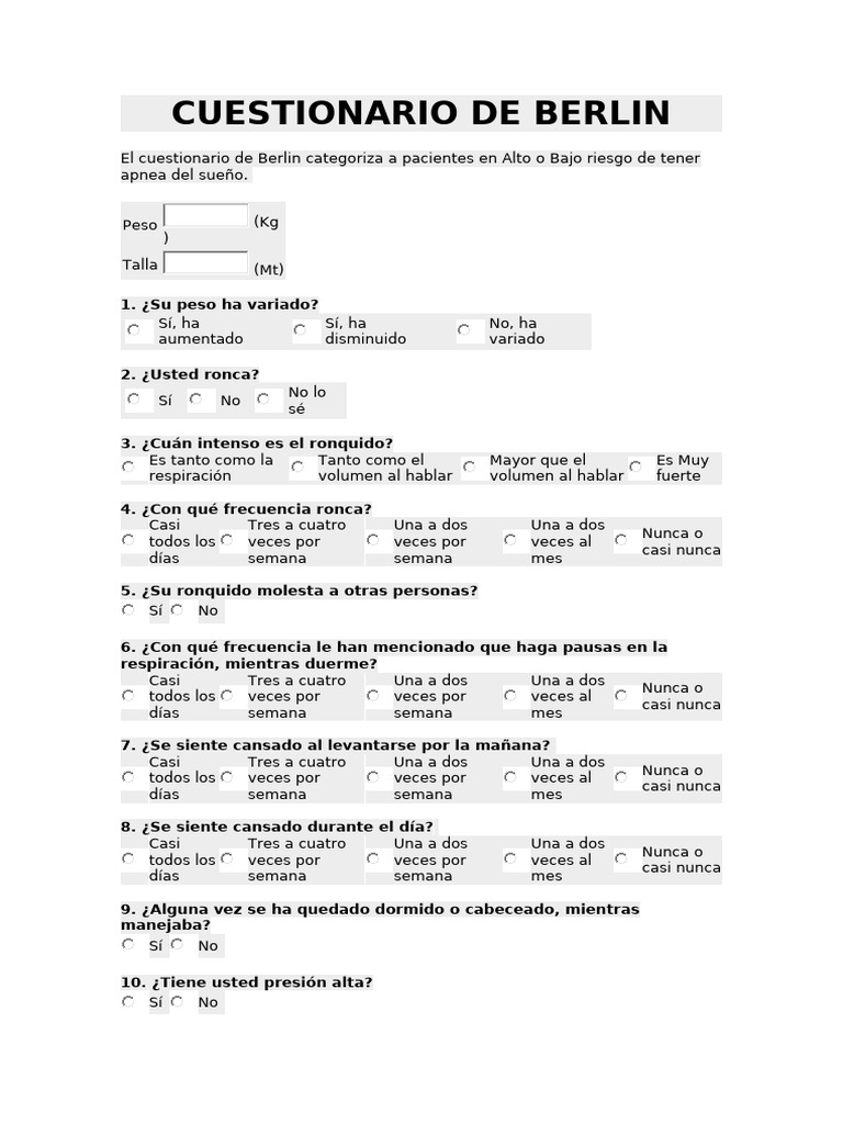 Validación del Cuestionario de Berlín en Colombia | PDF | Medicina